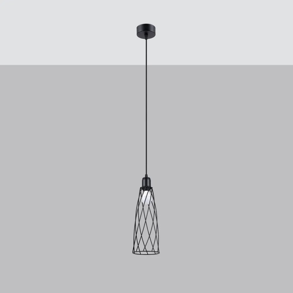 Lampa wisząca SUBA 1 czarna geometryczna SOLLUX LIGHTING