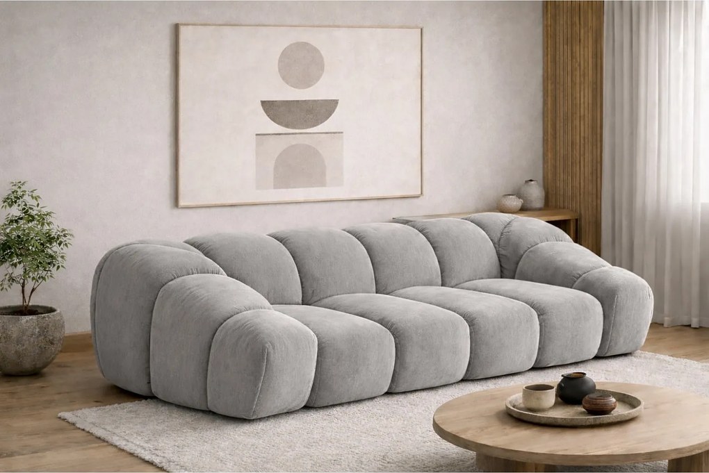 Sofa modułowa trzyosobowa, tkanina welurowa Bluvel, Szary, CROISSANT