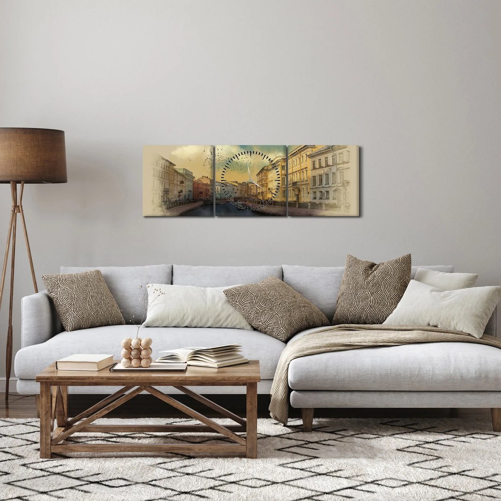Obraz - Rzeka Mojka, Sankt Petersburg, Rosja (z zegarem) (90x30 cm)