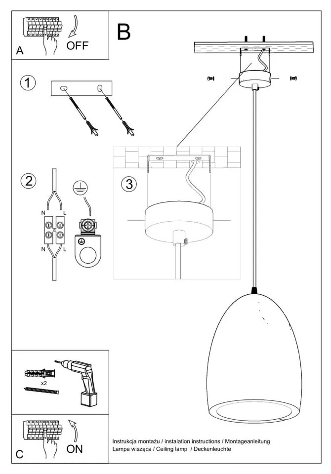 Biała lampa wisząca z ceramicznym kloszem ø 25 cm Sativa – Nice Lamps