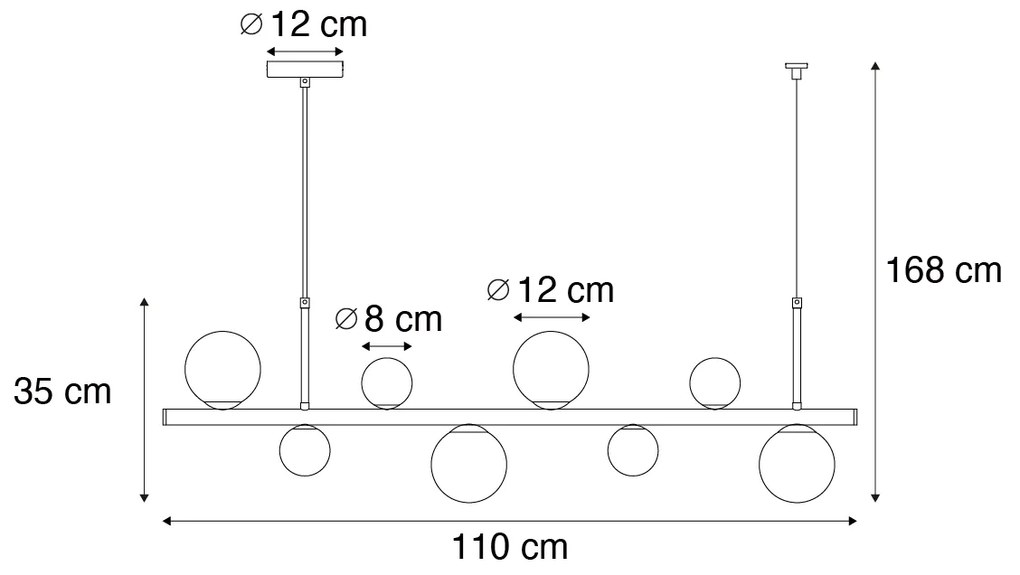 Lampa wisząca czarna z dymionym i bursztynowym szkłem prostokątna 8-punktowa - Monaco Nowoczesny Oswietlenie wewnetrzne