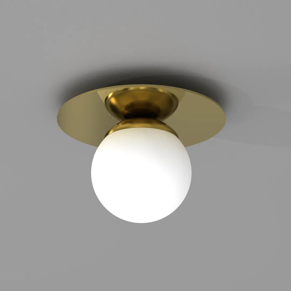 Lampa sufitowa PLATO 1xE14, biała, kula 20 cm, złota, pojedyncza