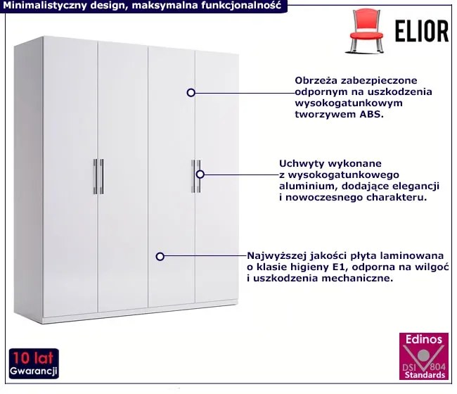 Biała 4-drzwiowa szafa uchylna Mosi