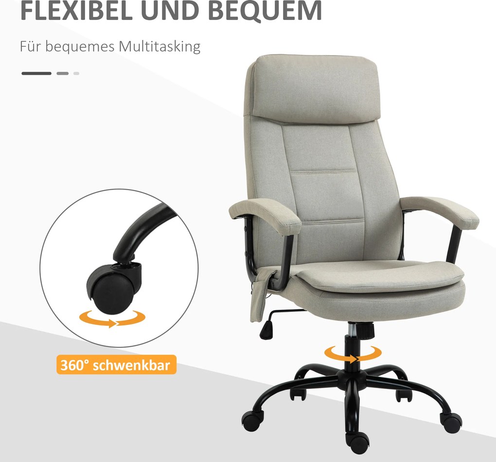 Vinsetto Fotel biurowy z masażerem obrotowy z regulacją wysokości w kolorze beżowym | Aosom PL