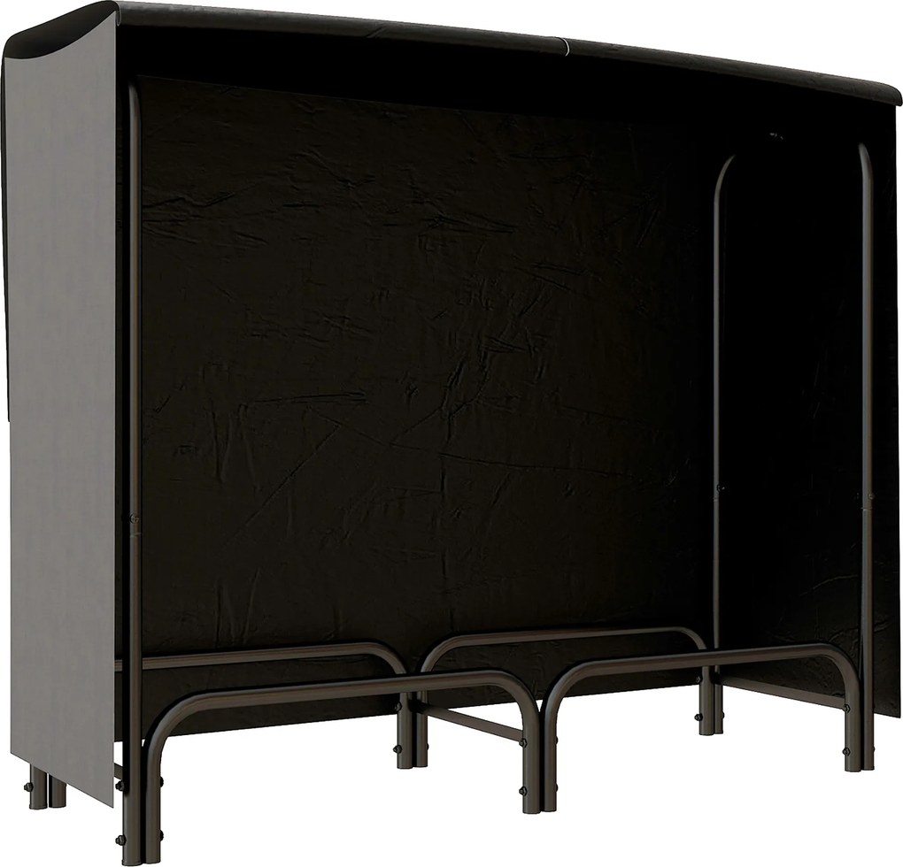 Outsunny Regał na Drewno na Opał, 0,33 m³, z Torbą i Ochronną Pokrywą, Metalowy, do 150 kg, 120 x 36 x 99 cm, Czarny