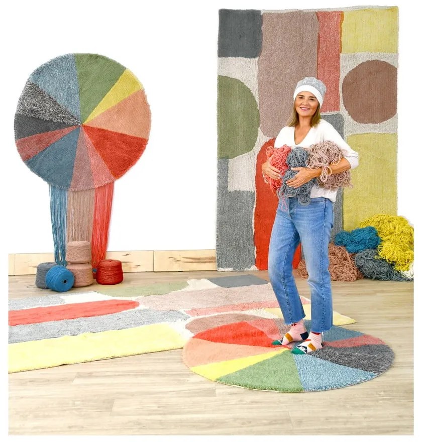 Wełniany dywan dziecięcy tkany ręcznie odpowiedni do prania ø120 cm Pie Chart – Lorena Canals