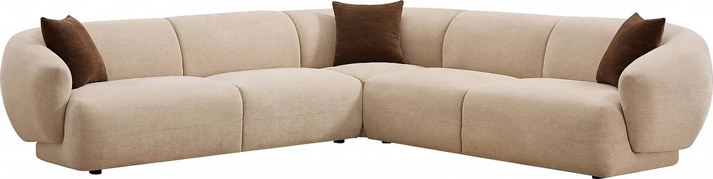 Kanapa narożna uniwersalna z teksturowanej tkaniny w kolorze beżowym MIBASTO