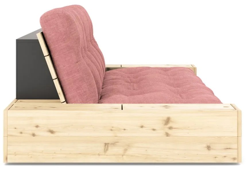 Różowa sztruksowa rozkładana sofa 244 cm Base – Karup Design