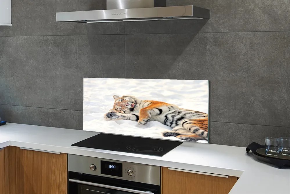 Szklany Panel Zimowy Portret Tygrysa