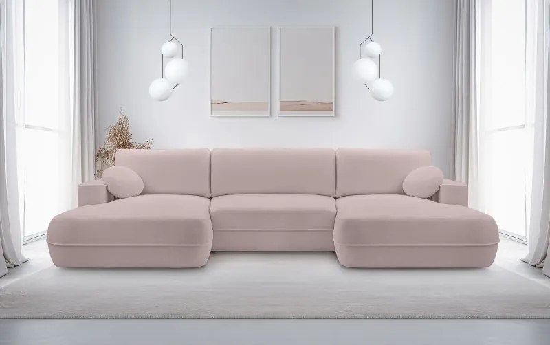 Narożnik FUEGO XL wolnostojący układ U z funkcją spania w tkaninie Bubble 08 DomoHome