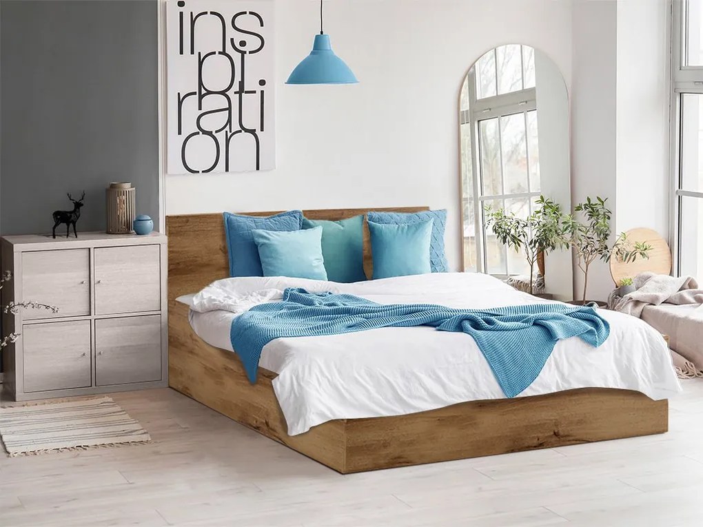 Łóżko SOFIA 140 x 200 cm, dąb artisan Stelaż: Bez stelaża, Materac: Materac Deluxe 10 cm
