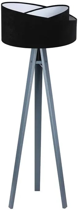 Czarno-antracytowa lampa stojąca drewniana W2-N27