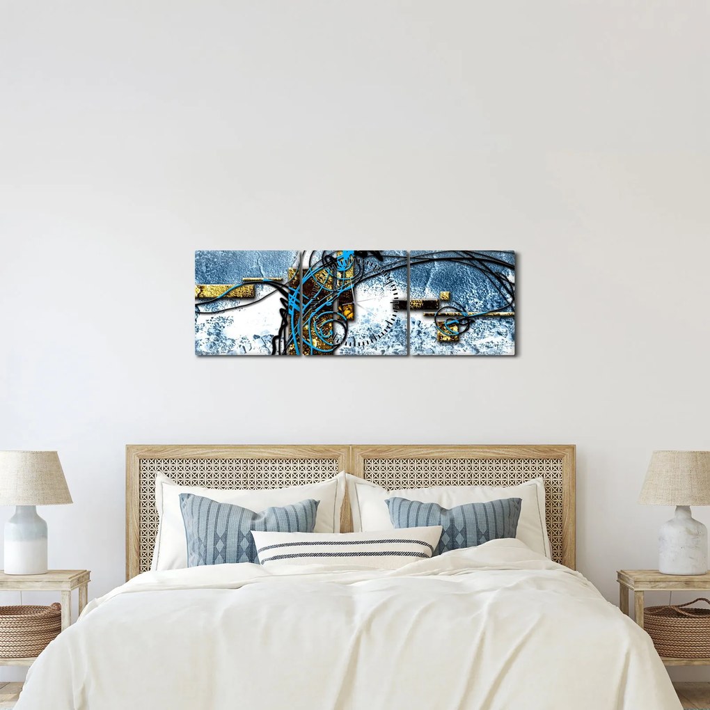 Abstrakcyjny obraz (z zegarem) (90x30 cm)