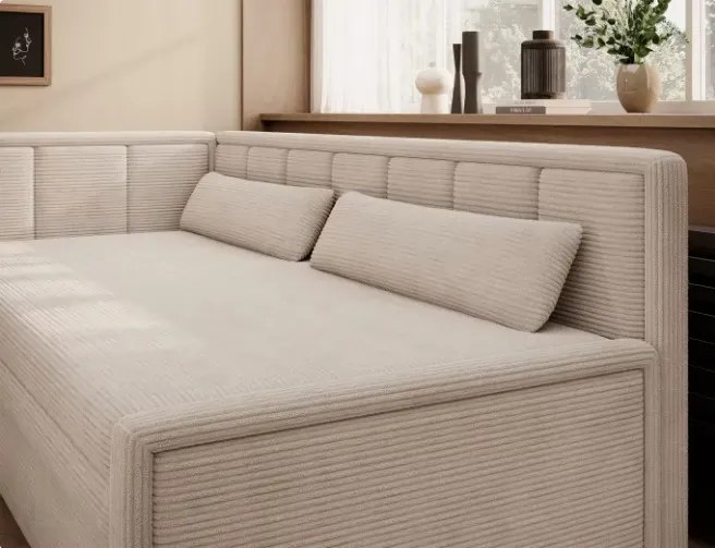 Sofa rozkładana z funkcją spania FULGEO beżowa lewa ELTAP