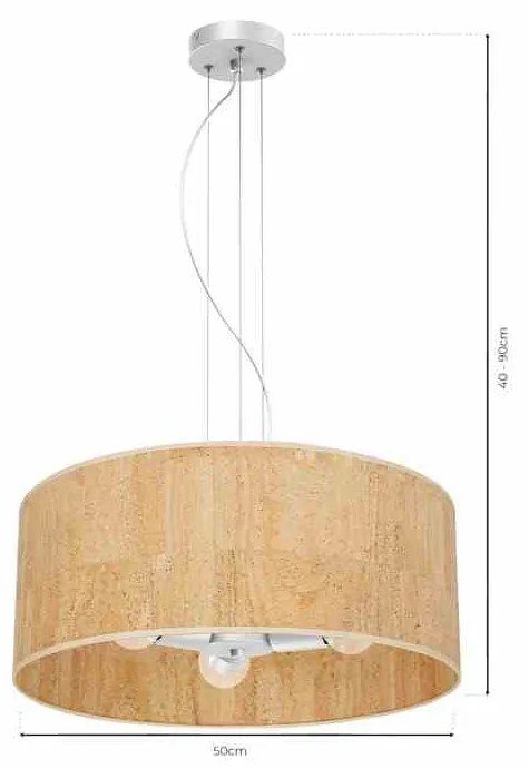 Lampa wisząca, korek, biała, okrągła CORK White/Cork 3xE27