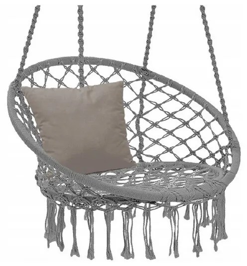 Wiszące krzesło ogrodowe BOHO, 80 x 60 x 120 cm, szary