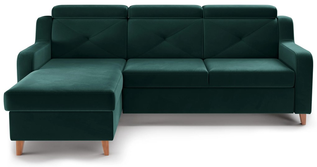 Narożnik Laksaro z funkcją spania lewostronny - zielony welur Trinity 28