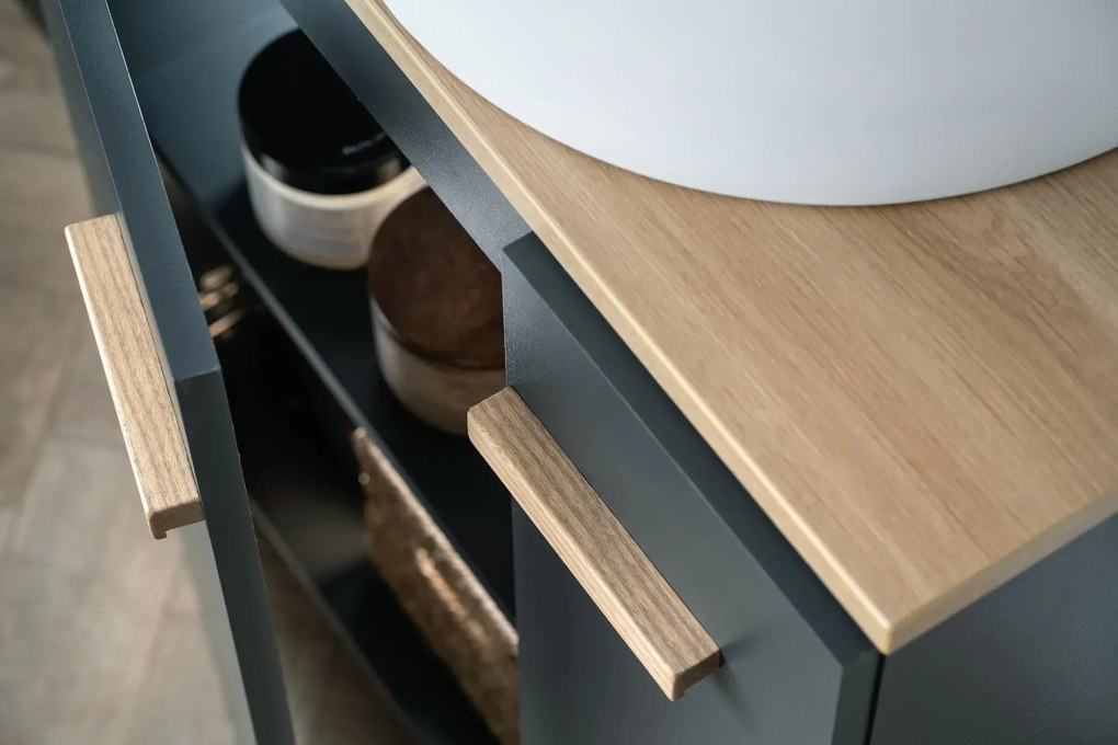 Szafka pod umywalkę L-WOOD 59 cm antracyt mat KROFAM