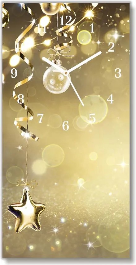 Zegar ścienny Złote Bombki Święta Dekoracje