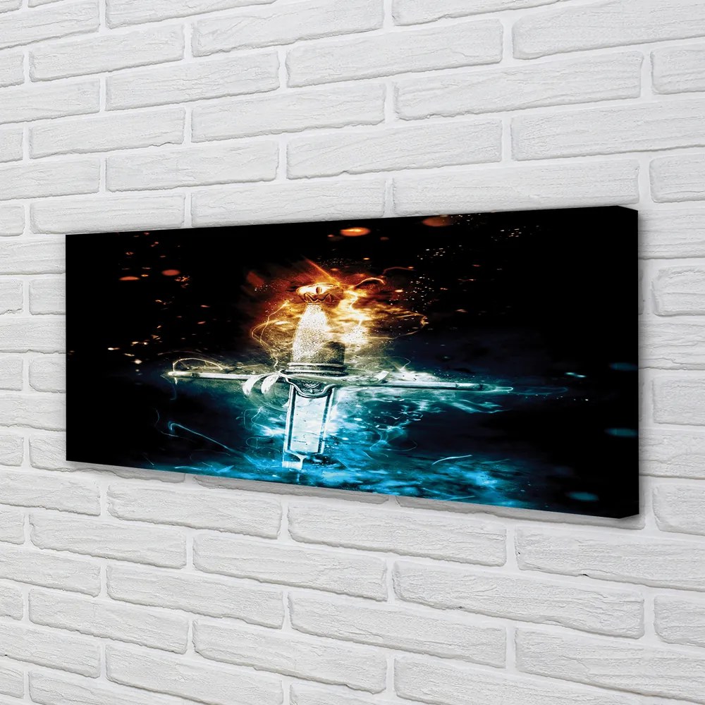 Zdjęcie na płótnie Miecz w Kolorowych Dymach