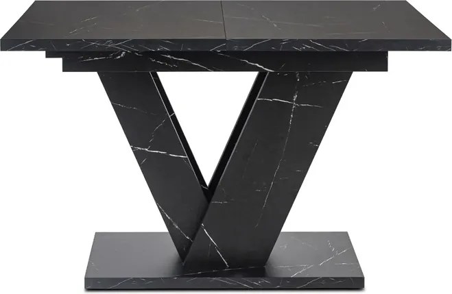 Stół Prostokątny Rozkładany CLARK 120-160 cm Czarny Marmur Glamour