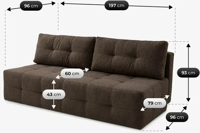 Sofa z Funkcją Spania MORANA Mocca Boucle Nowoczesna