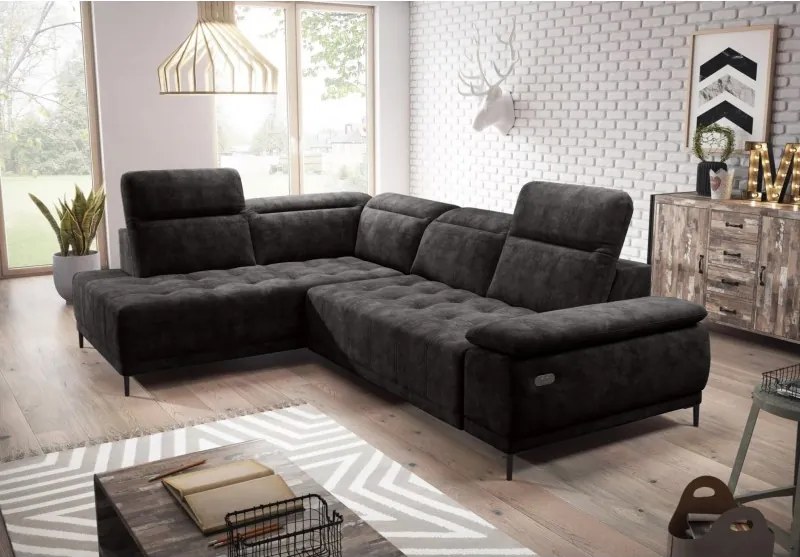 Narożnik FOCUS L z elektryczną regulacją siedziska Lewostronny w tkaninie Promocyjnej SALVADOR 16 WERSAL