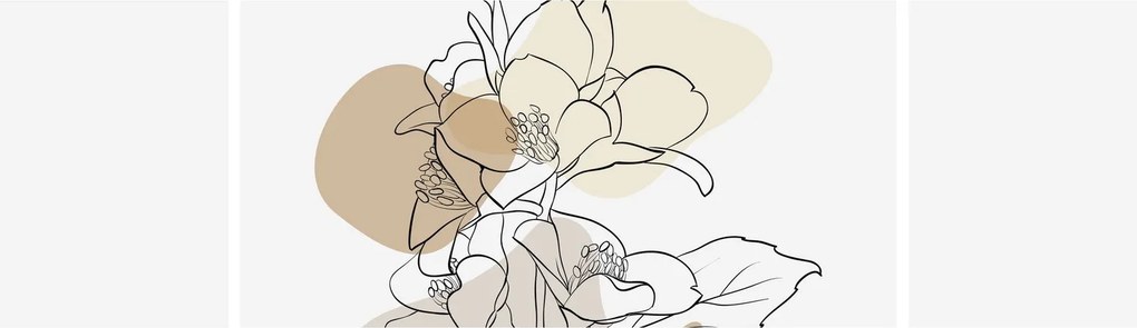 Obraz - Beżowe kwiaty z motylem N⁰1 (170x50 cm)
