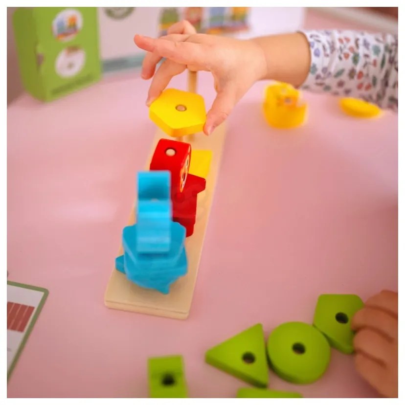 Woopie green układanka montessori piramidka zwierzątka 27 el. fsc