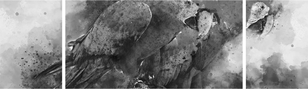 Obraz - Papugi akwarelowe (170x50 cm)