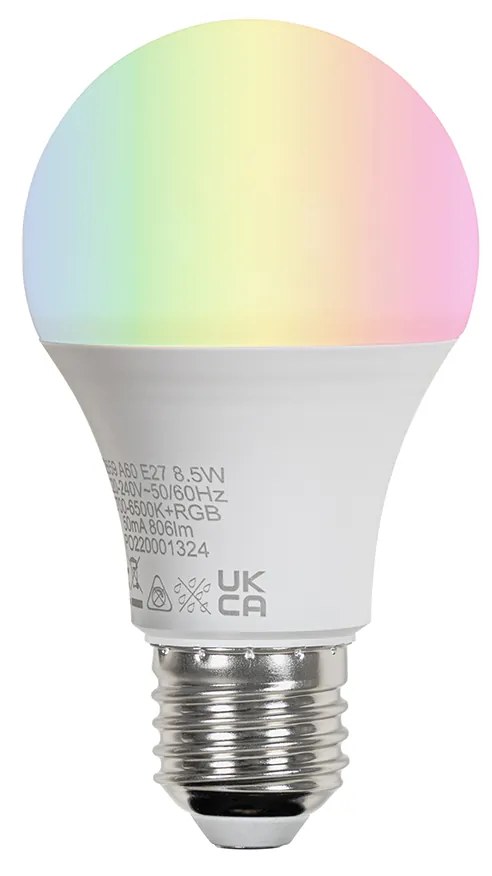 Zewnetrzna Inteligentna lampa stojąca zewnętrzna czarna z żebrowanym szkłem 80 cm z WiFi A60 - Charlois Nowoczesny Oswietlenie zewnetrzne