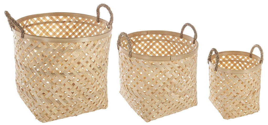 Kosze do przechowywania NATURAL, bambusowa plecionka, 3 sztuki