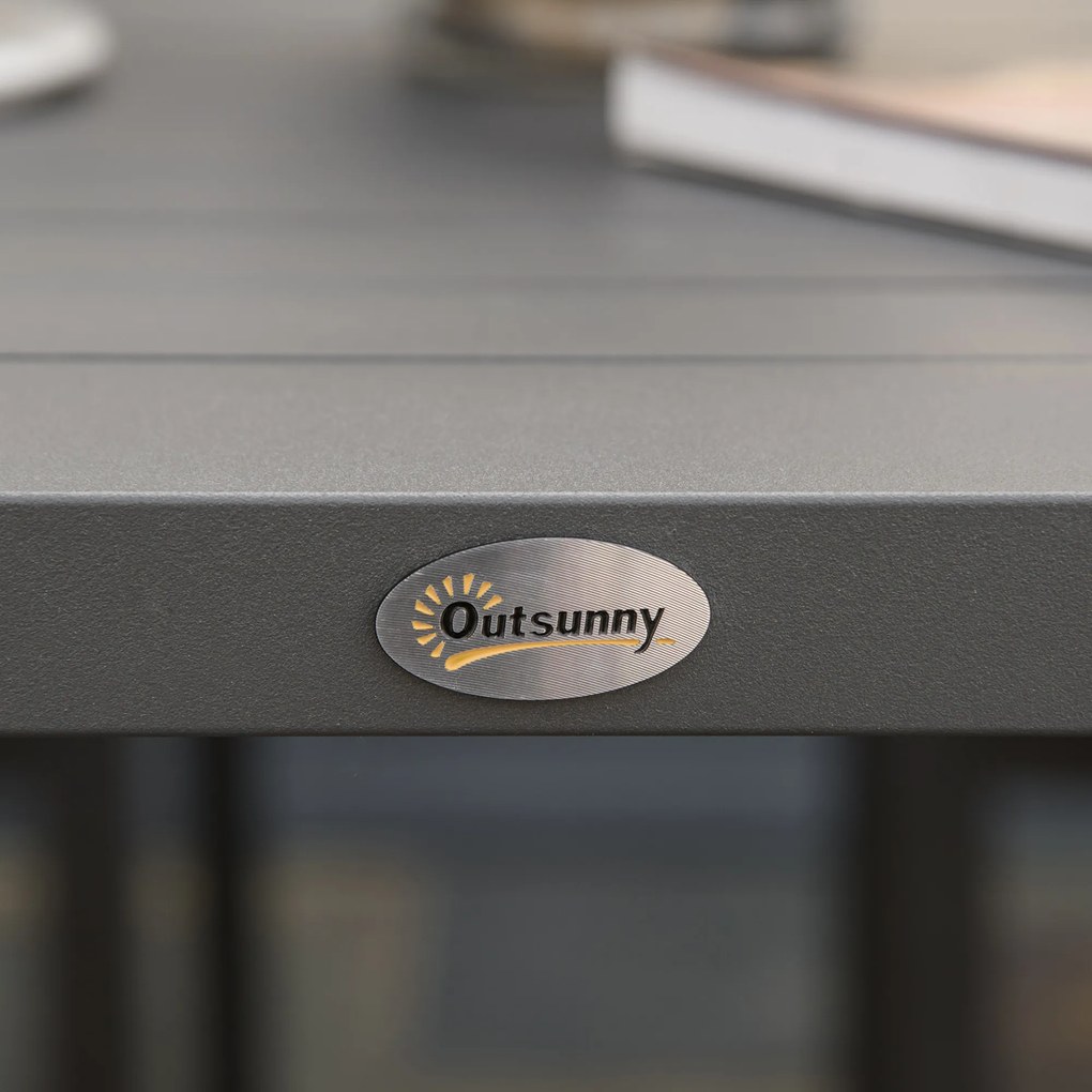 Outsunny Zestaw Mebli Ogrodowych dla 6 Osób, 6 Krzeseł, 1 Stół, Wodoodporny, 175 cm x 92,5 cm x 73 cm, Czarny + Szary