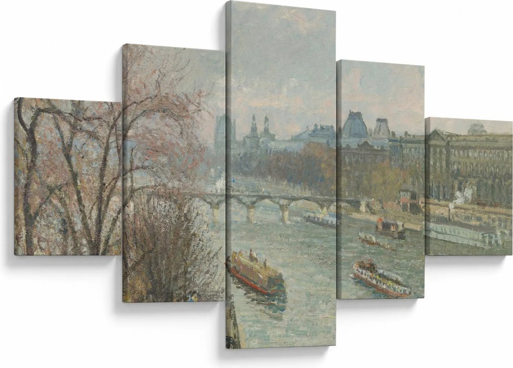 Obraz - Camille Pissarro, The Louvre, Afternoon, Rainy Weather, reprodukcje (125x70 cm)