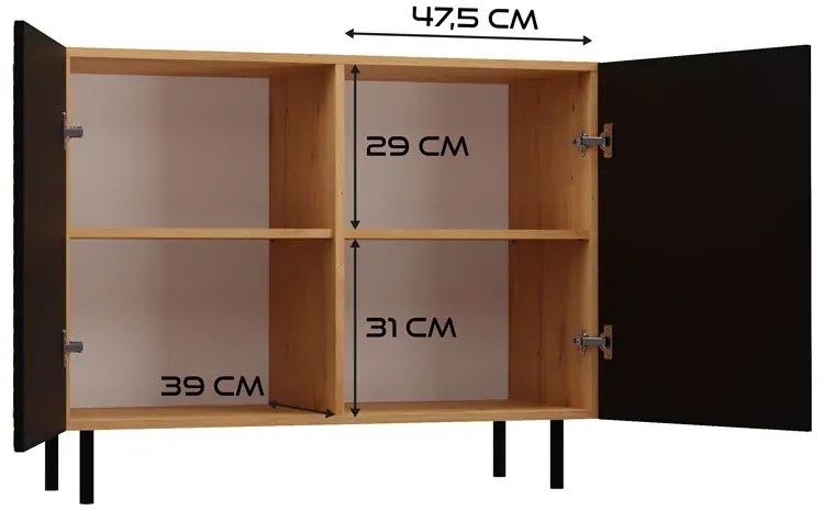 Czarna ryflowana komoda pod telewizor H1-A36