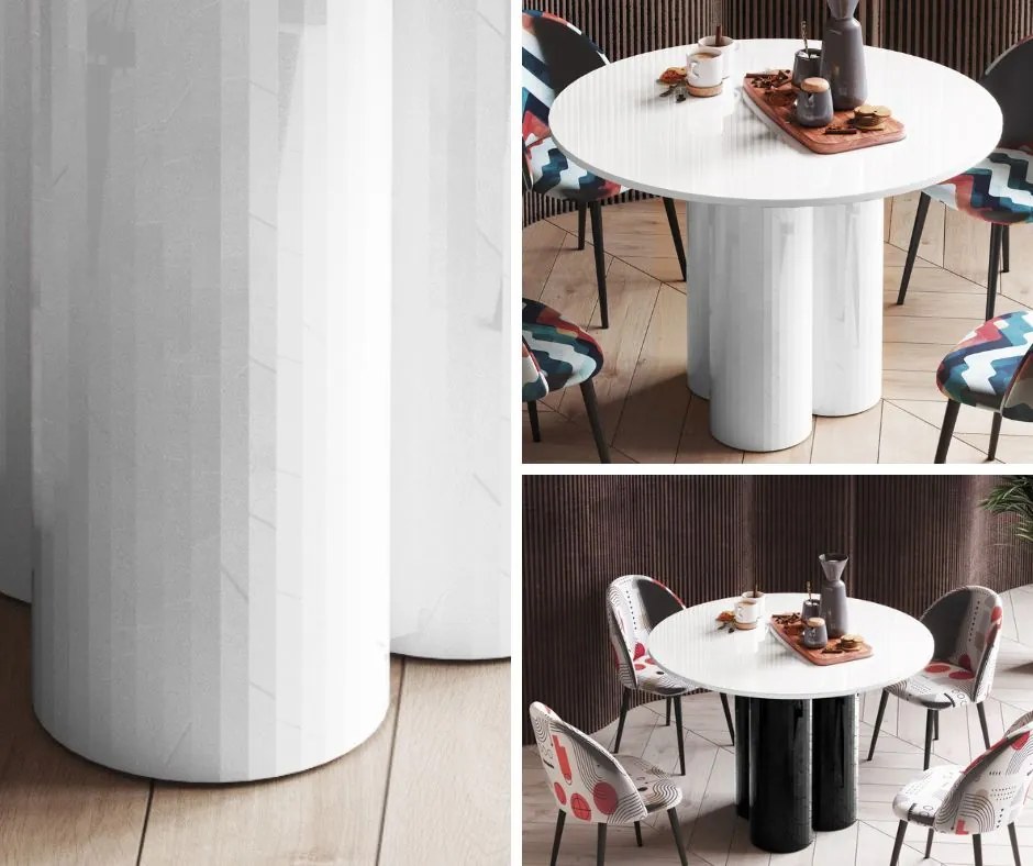 Okrągły stół w wysokim połysku Raveo Hubertus