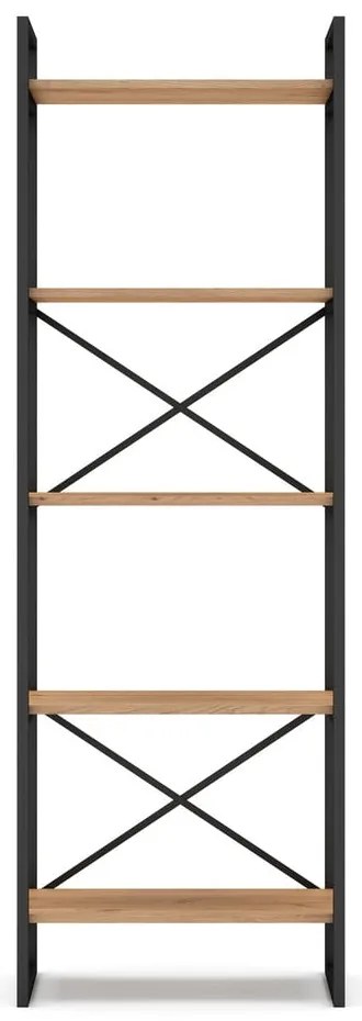 Czarno-naturalny regał w dekorze dębu 58x175 cm Dusan – Marckeric