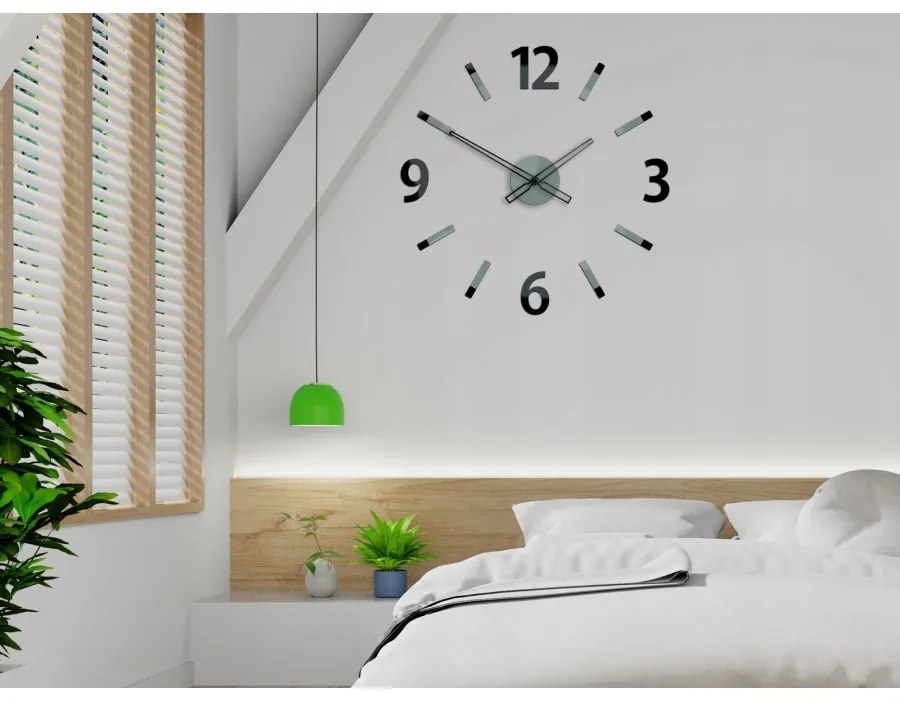 Zegar ścienny z dużymi cyframi naklejany nowoczesny do salonu sypialni loft