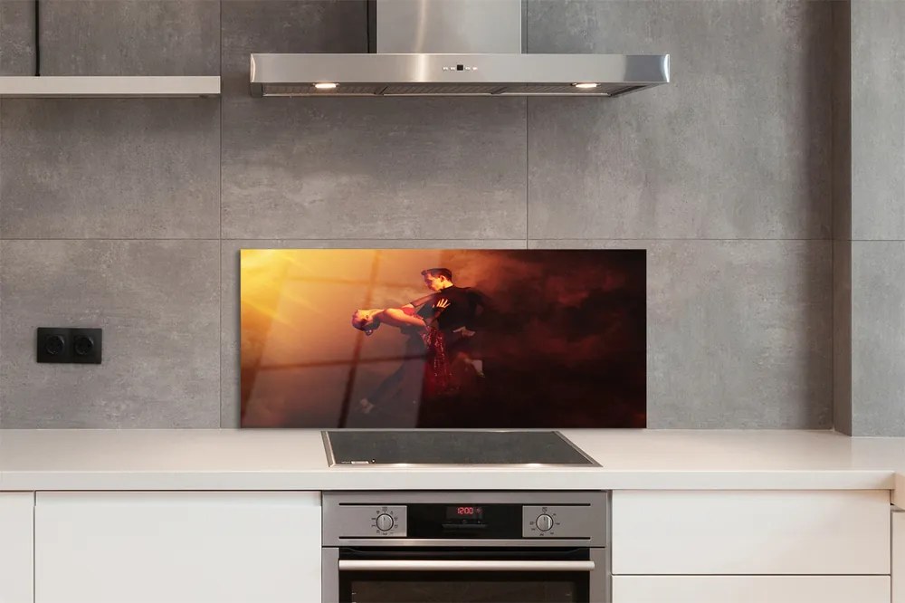 Szklany Panel Tancerze w Deszczu i Dymie