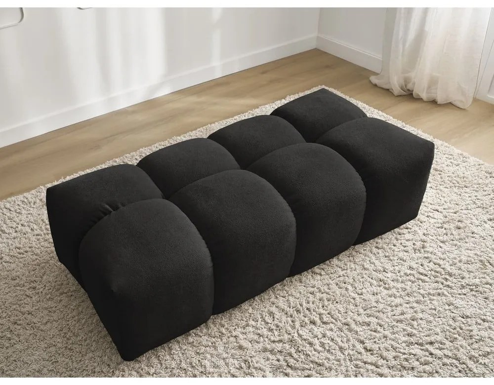 Czarny podnóżek z materiału bouclé Everest – Bobochic Paris