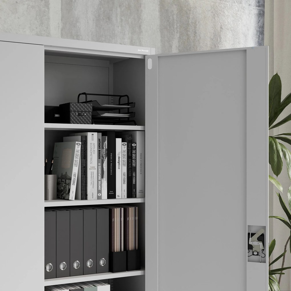 Szafa biurowa metalowa na akta szara JAN II, 1150 x 1850 x 400 mm