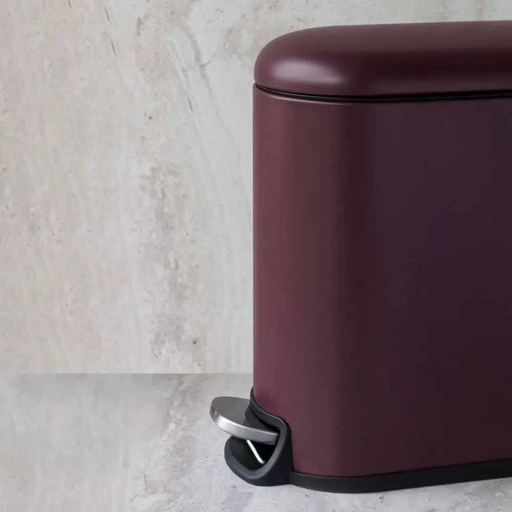 Ciemnofioletowy metalowy kosz na śmieci z pedałem 5 l Mini Walther – Mette Ditmer Denmark