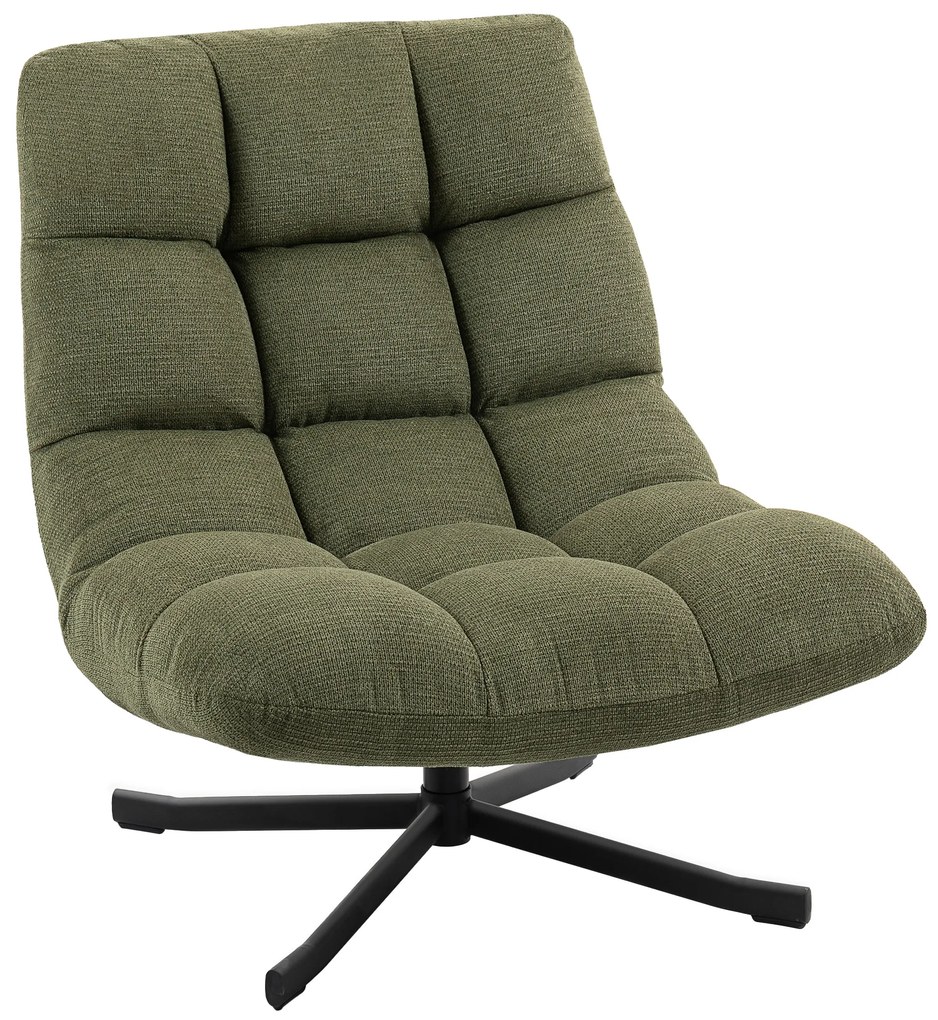 HOMCOM Fotel obrotowy lounge z szerokim siedziskiem, wodoodporna optyka chenille, skrzyżowane stalowe nogi, Zielony