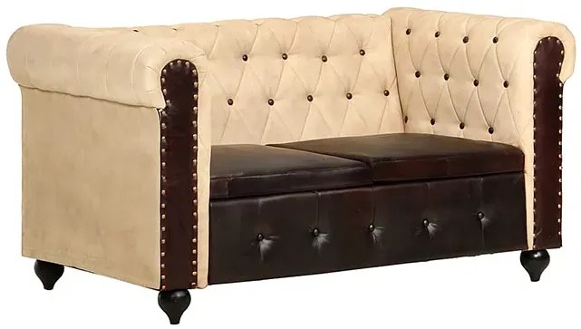 Skórzana 2-osobowa brązowa sofa w stylu Chesterfield - Clementine 2Q