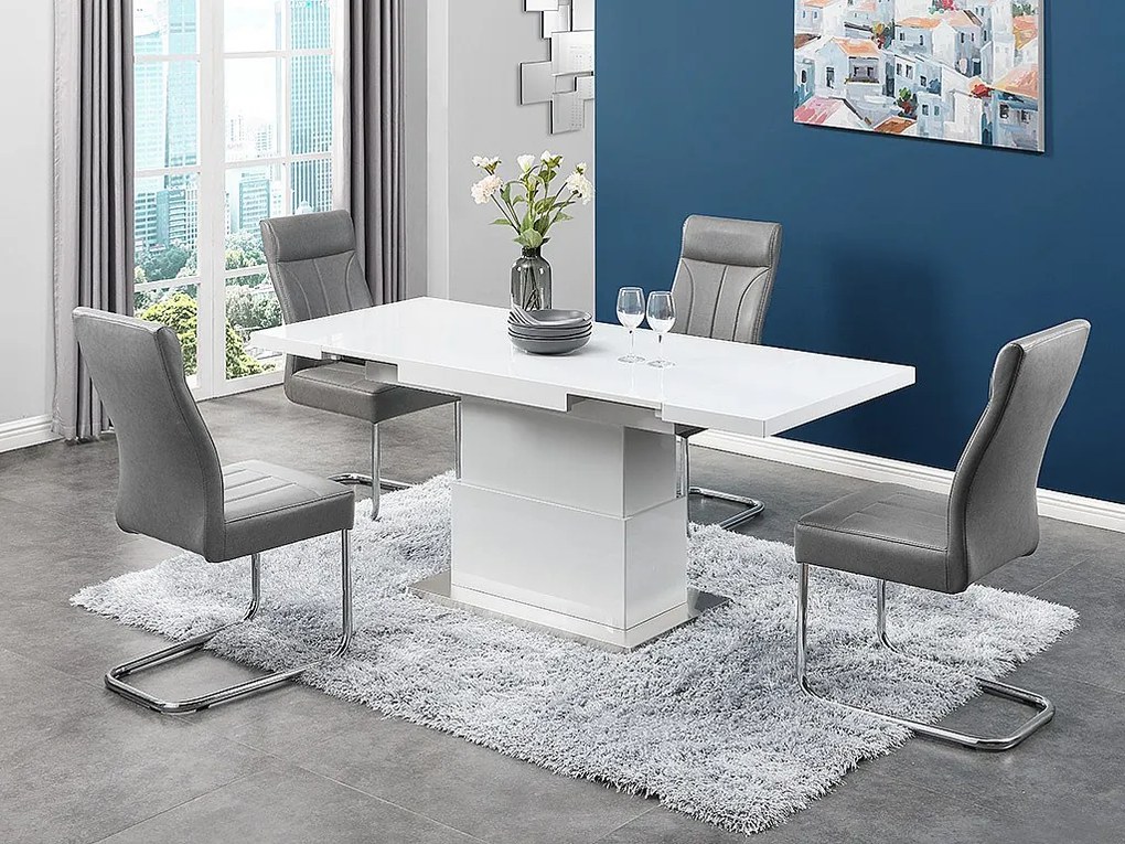 Ława LAURIA – 2 w 1 – podnoszona i rozkładana – MDF lakierowany – kolor biały