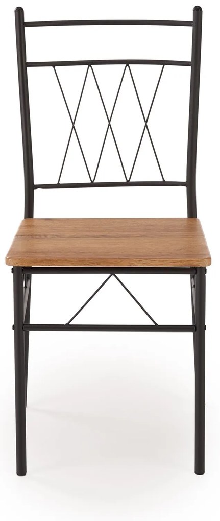 Zestaw stół + 4 krzesła dąb naturalny / czarny FAUST 3