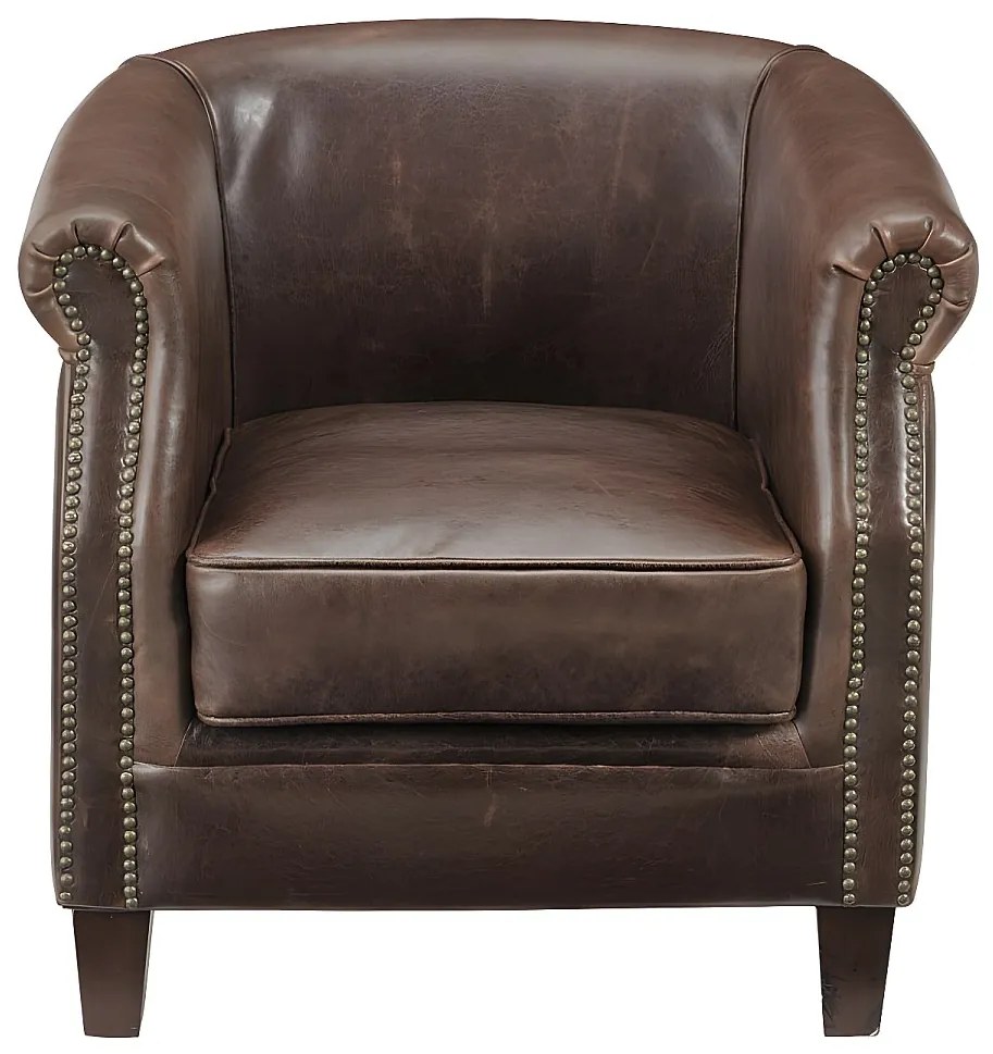 Fotel klubowy z postarzanej skóry ENGUERRAND