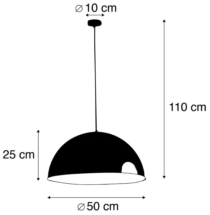 Inteligentna lampa wisząca w stylu industrialnym czarna ze złotem 50 cm z Wi-Fi G125 - Magna Eco Nowoczesny Oswietlenie wewnetrzne