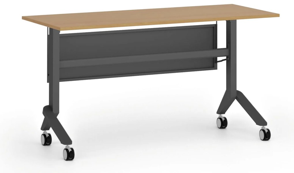 Mobilny stół PRIMO MOVE, 140x60 cm, czarna podstawa, buk