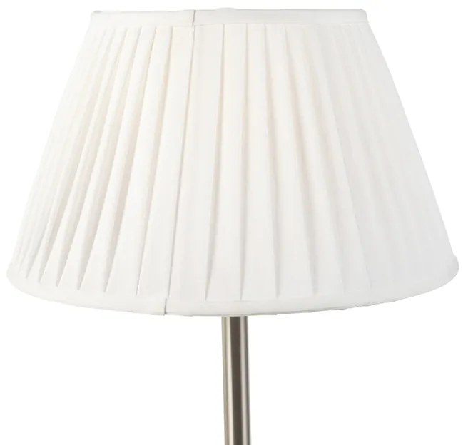 Klasyczna lampa stołowa stalowa z plisowanym abażurem białym 35 cm - Simplo klasyczny/Antyczny Oswietlenie wewnetrzne